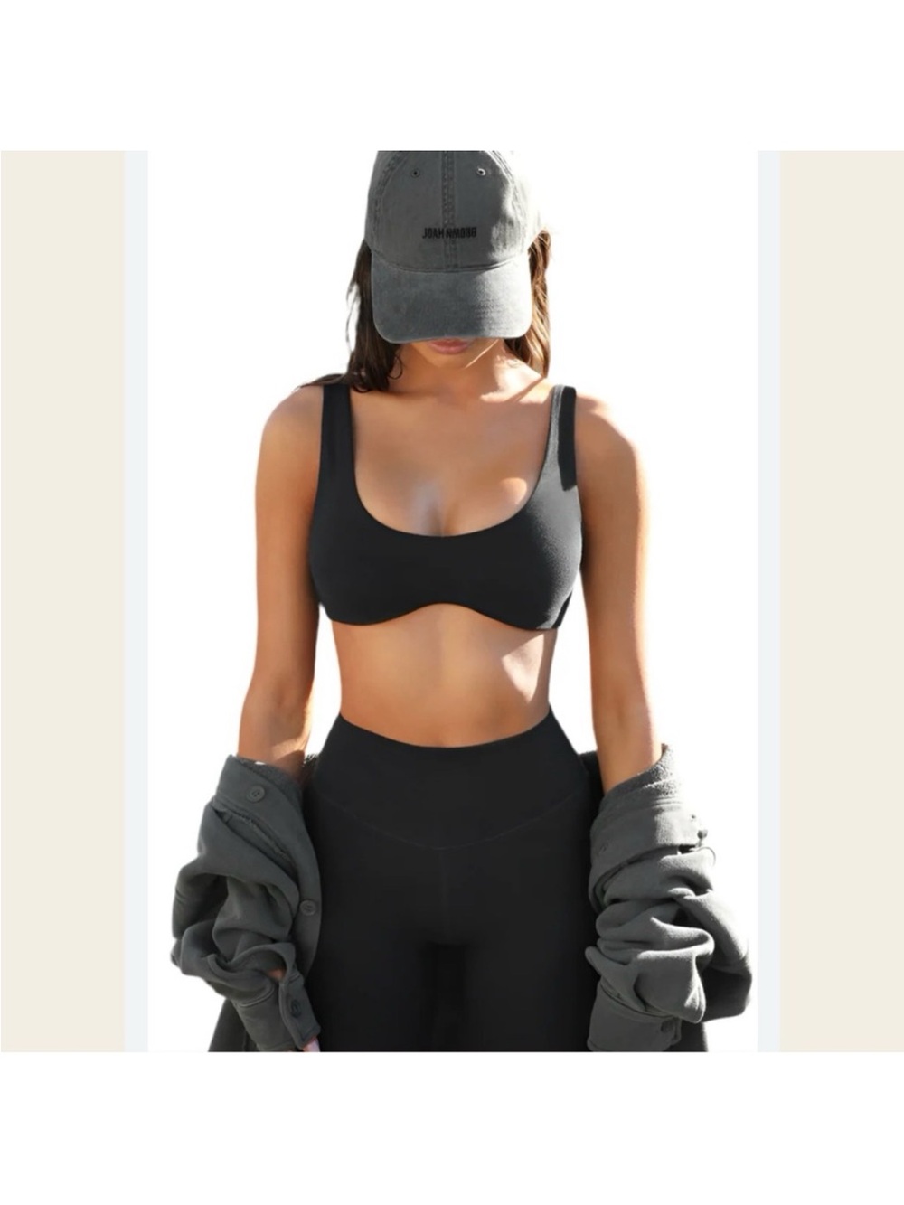 JOAH BROWN contour sports bra in black size Medium